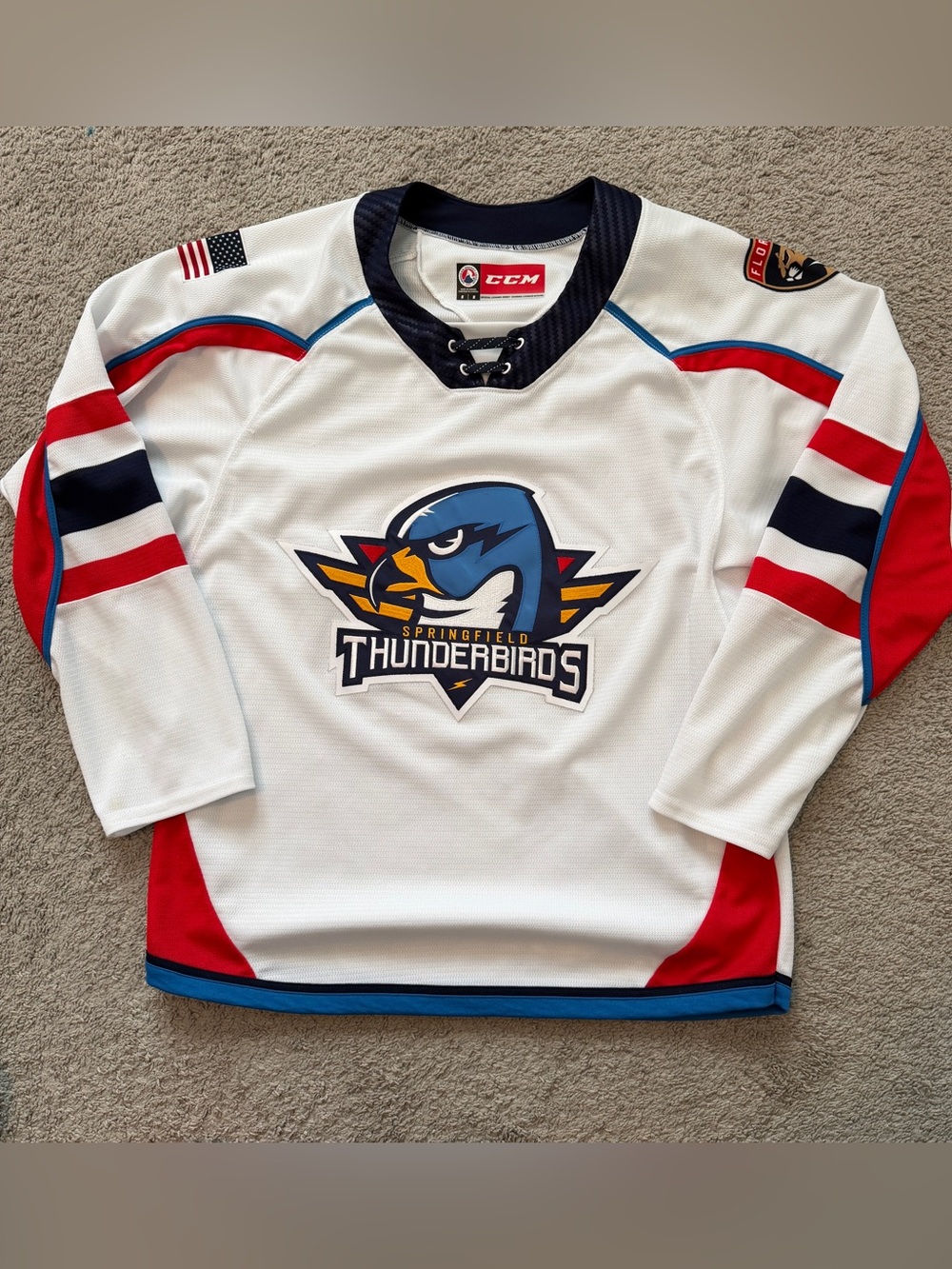 CCM Springfield Thunderbirds AHL Hockey Jersey Medium White Florida Panthers